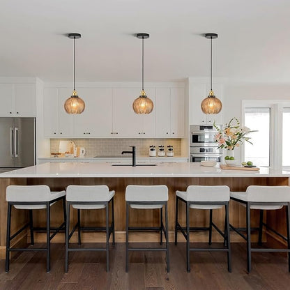 7.8in Vintage Pendant Light 1- Light Kitchen Sink Pendant Lights with Amber Hand Blown Glass Small Hanging Lamp for Kitchen Island Dining Room Bedroom Bathroom Hallway E26