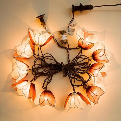 TWINKVILLA Decorative String Lights Plug in with 10 Bulbs, Flower Garland Fairy Lights Connectable Weatherproof Outdoor Indoor for Wedding Pergola Bedroom Porch Floral Home Decor (Purple White)