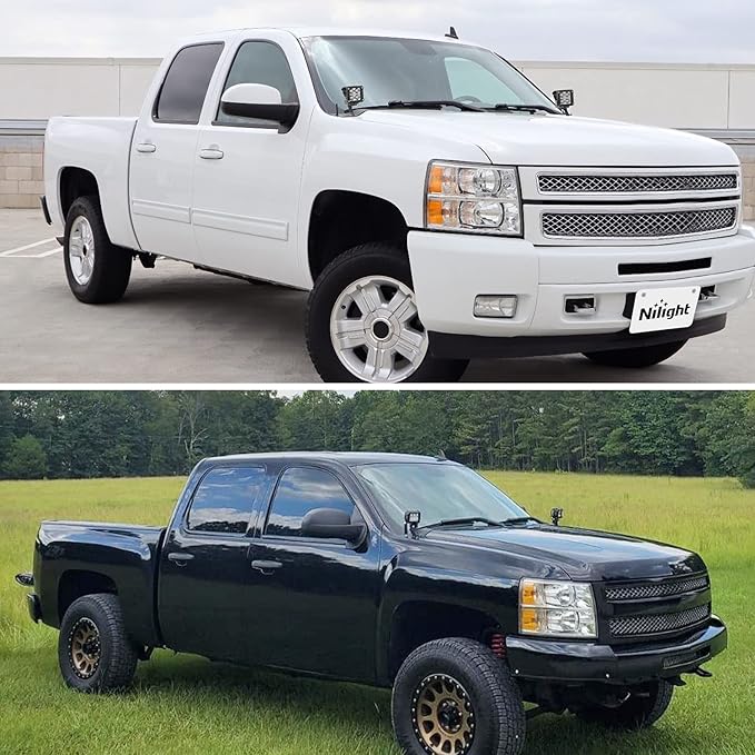 Nilight Ditch Light Brackets Auxiliary Offroad Work LED Pod A-Pillar Hood Mounts Compatible with 2007-2013 GMC Yukon Sierra & Chevy Suburban Tahoe Silverado