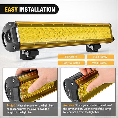 Nilight 20 Inch LED Light Bar Cover Amber Yellow Protective Cover Durable Polycarbonate Lens Waterproof Dustproof Scratch-Proof for Double-Row Lights Off Road Driving Lighting