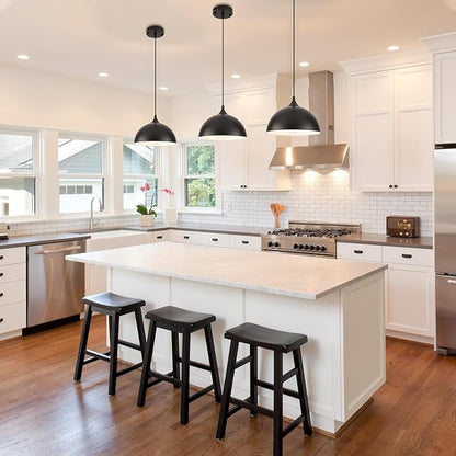 9.8 inch Kitchen Pendant Light 3 Pack, Black Dome Pendant Lights Kitchen Island, Farmhouse Kitchen Island Light, Modern Pendant Lights for Kitchen Island Dining Room Bedroom
