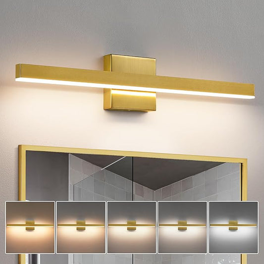 KAISITE Modern Bathroom Vanity Light Gold Light Fixture Over Mirror 24 inch Vanity Lighting Fixture Dimmable 5CCT LED Bar Vanity Light for Bathroom Restroom