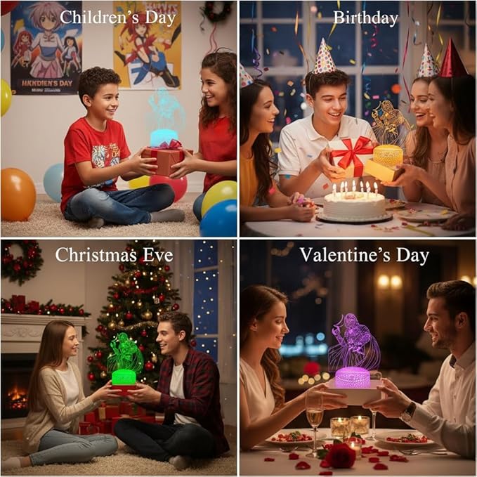 3D Night Light, 16 Color Changing Cartoon USB Desk Lamp Illusion Lighting with Remote Control for Home Decor Gift for Kids