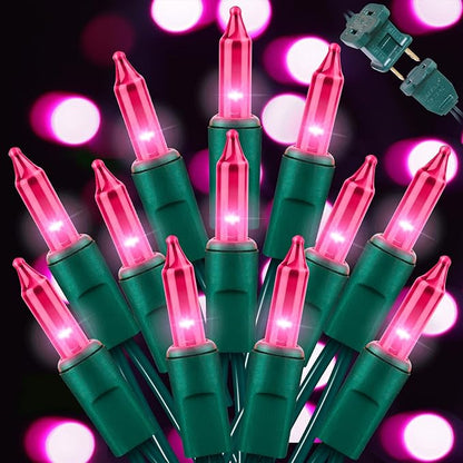 LAMPHOME Pink Christmas Valentine's String Lights 100 Mini Incandescent Fairy Light Decor 20 Ft Green Wire Indoor & Outdoor Party Patio Bedroom, Xmas Tree Garland Easter Holiday Decoration