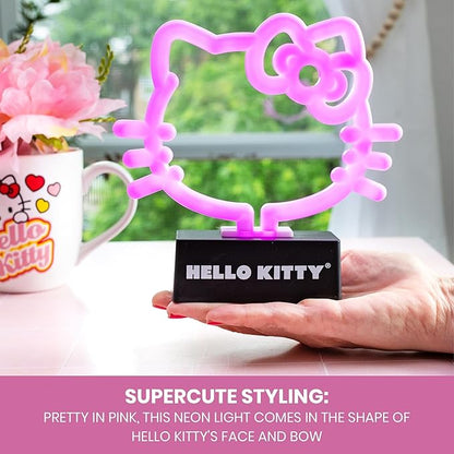 Silver Buffalo Sanrio Hello Kitty Neon LED Lamp Room Decor Mood Light, Battery Powered (Requires 2 AA Batteries - Not Included)