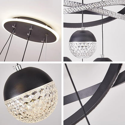 Modern LED Chandeliers, Dimmable 3-Color Kitchen Island Pendant Light for Dining Room, Bedroom, Living Room, Contemporary Hanging Ceiling Light, Linear Island Lamp ﻿