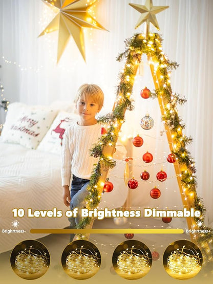 2 Pack Fairy Lights Battery Operated with Remote, 200LED 66FT Twinkle Lights Waterproof for Outdoor & Indoor, 8 Modes Battery String Light Timer for Christmas Party Birthday Home DIY Décor(Warm White)
