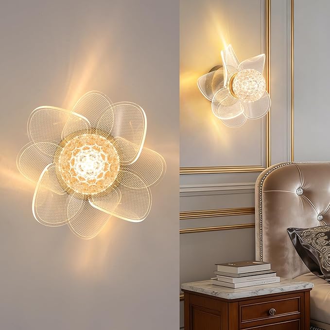 Wall Lamps for Bedroom with Bathroom Light Fixtures, Wall Lights for Living Room with 3 Color 3000K-6000K, Gold Modern LED Wall Sconce Light for Bedroom Living Room Corridor Vanity Hallway