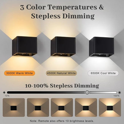 Yochoice 4-Pack Motion Sensor Wall Lights with Remote, 6000mAh Rechargeable Wall Sconce with 3 Color Temperatures & Touch Control, Dimmable LED Battery Powered Peel and Stick Sconces Indoor, Black