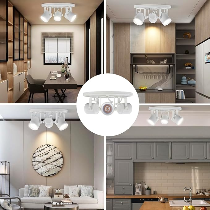 Arcfox 27W 3000K 3 Light LED Flush Mount Ceiling Spotlight Fixture Adjustable Round Track Lighting Fixtures Ceiling ETL, 24°, CRI90 for Living Room Bedroom Shop Accent Task Lighting