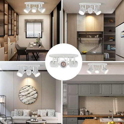Arcfox 27W 3000K 3 Light LED Flush Mount Ceiling Spotlight Fixture Adjustable Round Track Lighting Fixtures Ceiling ETL, 24°, CRI90 for Living Room Bedroom Shop Accent Task Lighting
