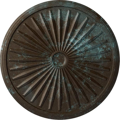 33 1/8"OD x 3 1/2"ID x 1 3/8"P Leandros Ceiling Medallion (Fits Canopies up to 5"), Hand-Painted Bronze Blue Patina
