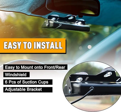 Amber LED Warning Dash Windshield Strobe Lights, 26 Modes 12/24V 2 x 8.4” Emergency Traffic Advisor 2 x 8.4 Inch Car Front/Rear Dash Windshield Strobe for Trucks Vehicles Snow Plow