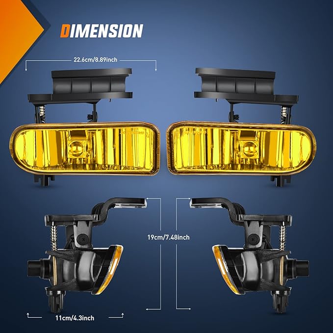 Nilight Fog Light Assembly Compatible with 1999 2000 2001 2002 Chevy Silverado 1500 2500 2001-2002 3500 Chevy Silverado 2000-2006 Suburban Tahoe