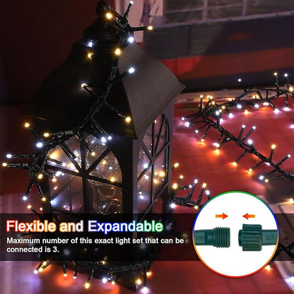 LAMPHOME 500 LED String Lights - Outdoor/Indoor Plug-in Twinkle Fairy Lights, 46ft 500LED, Warm White & White