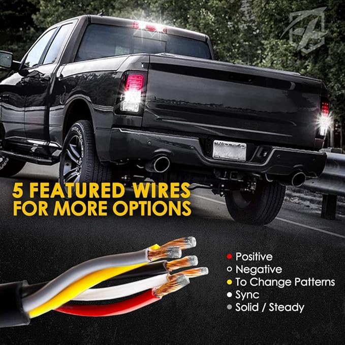 Xprite Hideaway Strobe Lights White LED Strobe Light Kit with 14 Flash Patterns Grill Strobe Lights for Trucks Surface Mount Headlight Taillight Emergency Warning for Work and Tow Vehicles - 2PCS