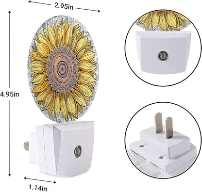 EKOBLA Sunflower Plug-in Night Light, Boho Yellow Floral LED Nightlight with Dusk to Dawn Sensor, Gift for Women, Mom & Grandma