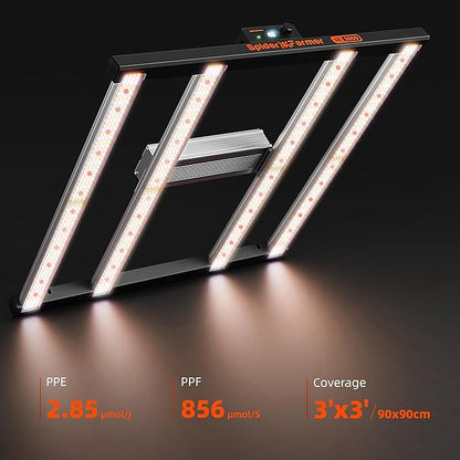 Spider Farmer SE3000 LED Grow Light, 300W Dimmable Full Spectrum, 3x3ft Coverage, App Control & Dimming Daisy Chain Bar Style Grow Lamp for Indoor Plants