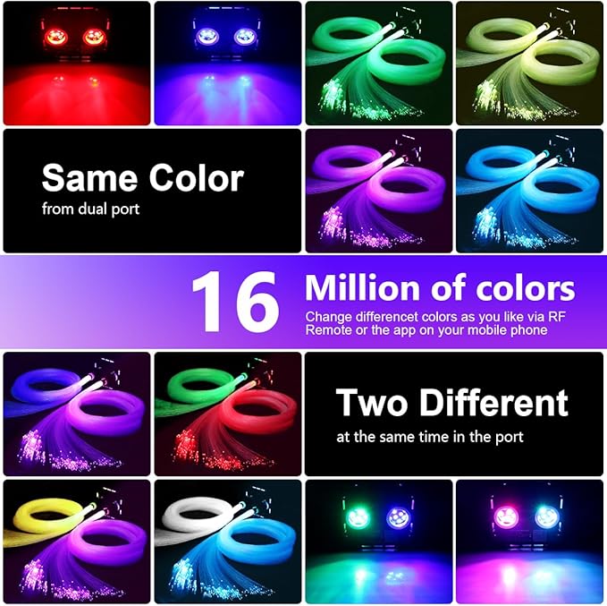 AZIMOM Updated Dual Color 50W Twinkle Fiber Optic Starlight Kits 2000pcs*0.03in*16.4ft Fiber Strands Sound Activated Bluetooth/APP Remote Control Theater Ceiling Home Shop Lobby Roof Decor