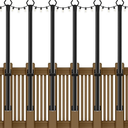 NUERPO 6 Pack String Light Poles,5Ft Metal Poles for Outdoor String Lights,Outdoor Light Poles with Post,Poles/Stand for Outside,Patio,Deck,Backyard,Garden Wedding,Party