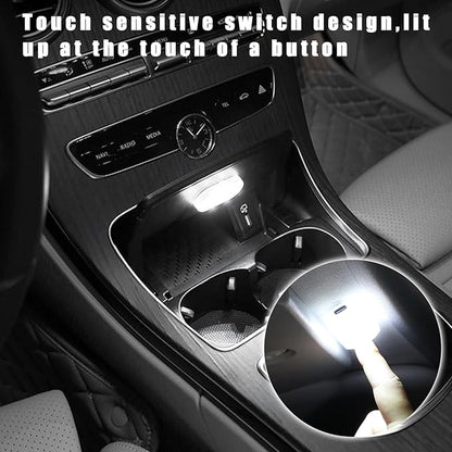 KVAEY 4 PCS Car LED Lights Interior Wireless, 7 Colors Magnetic Auto Ambient Light with 6 Bright LED Lamp Beads, Portable USB Rechargeable Vehicle Interior Led Night Light (White, Magnetic, 2pcs)