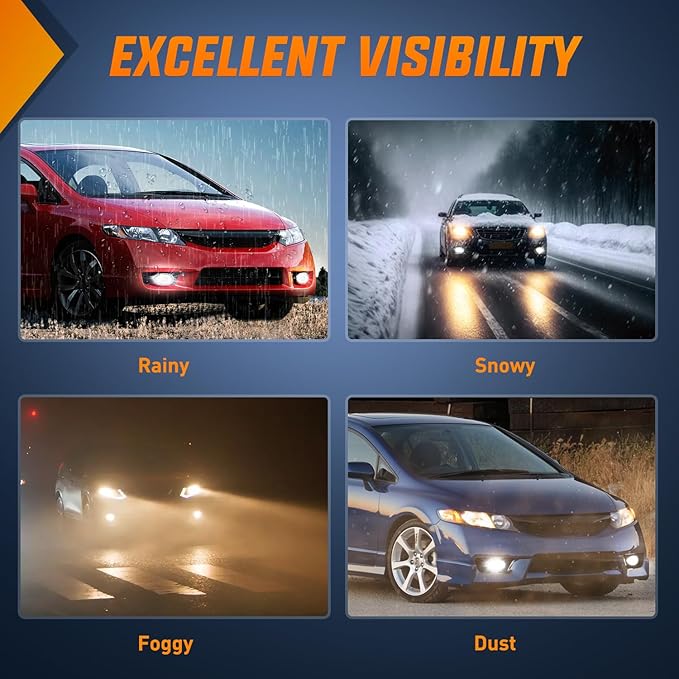 Nilight Fog Light Assembly Compatible with 2009 2010 2011 Honda Civic Sedan 4 Door with Clear Lens Fog Lamps Replacement H11 12V 55W Bulbs