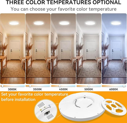 WKONCLDY 5CCT 3000k//3500k/4500k//5000k/6000k Selectable, Dimmable Led Flush Mount Ceiling Light, 20 Inch 5000LM Round Modern Flat Panel,Super Slim for Living Dining Kitchen Bedroom Room