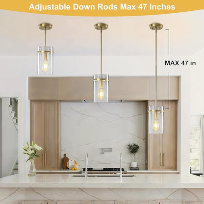 1 Pack Seeded Glass Pendant Lights Kitchen Island, Hanging Modern Pendant Light Fixtures, 5.5" Matte Gold Pendant Lighting Island Lights for Kitchen Over Sink Entryway Hallway
