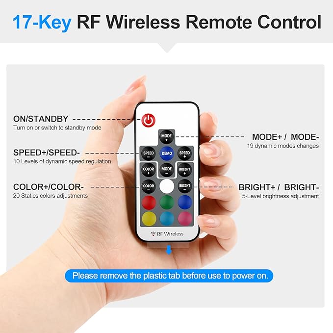 RGBZONE RF Wireless Remote LED Controller, DC 5V/12V/24V for 5050 3528 5630 LED Strip Lights, Mini 4-Pin RF LED Controller
