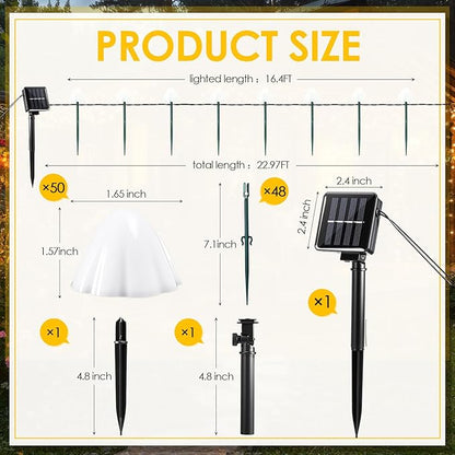 Mushroom Solar Lights for Garden Outdoor 50LED 23FT Solar Powered Garden String Lights Waterproof 8 Lighting Modes Decorative for Outside Pathway Yard Patio Lawn Mushroom Decoration