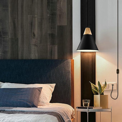 Black Plug in Pendant Light 11.8ines, 14.7ft, 2 Packs -Farmhouse Pendant Light, Industrial Kitchen Pendant Lights, Hanging Pendant with Plug in Cord for Kitchen Island, Office, Desk, Bedroom