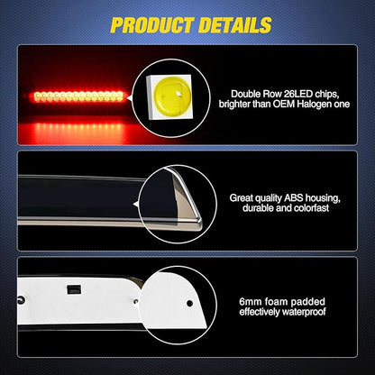 Nilight Third Brake Light Tail High Mount 3rd Stop Cargo Reverse Lights Smoked Lens Compatible with Nissan Titan 2004-2015 Nissan Frontier 2005-2016 Pickup Truck Rear Cab Lamp