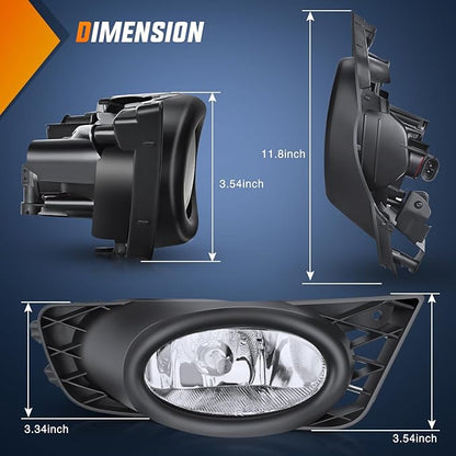 Nilight Fog Light Assembly Compatible with 2009 2010 2011 Honda Civic Sedan 4 Door with Clear Lens Fog Lamps Replacement H11 12V 55W Bulbs