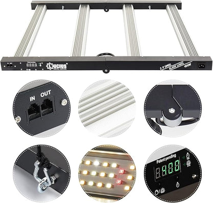 Lucius 400W Grow Light with Master Control Timer Sunrise Sunset, 2.9 μmol/J Growing Lamp with LED Display, Full Spectrum& Dimmable LED Grow Light for Seed Starting, Seedlings, Veg, Bloom