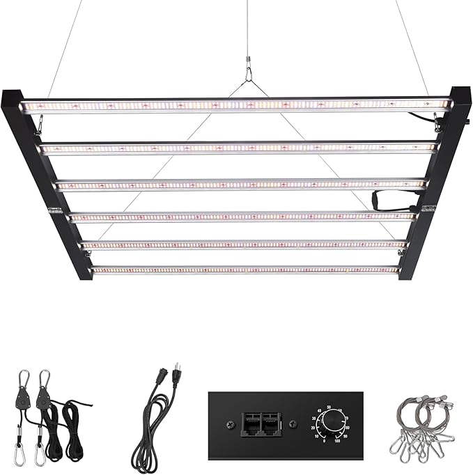 SZHLUX 720W LED Grow Light, Dimmable Full Spectrum Grow Lamp, Foldable 6-Bar Plant Growing Light for Indoor Plants, High PPFD Grow Lights for Hydroponic Greenhouse Veg Bloom