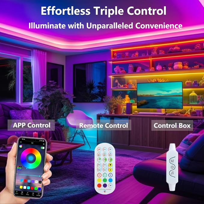 WS2812b Individually Addressable LED Strip 16.4FT 30Pixels/m TV Backlights Bluetooth APP Remote Control Music Sync USB 5V (Black PCB IP65, 16.4FT 150LEDS)