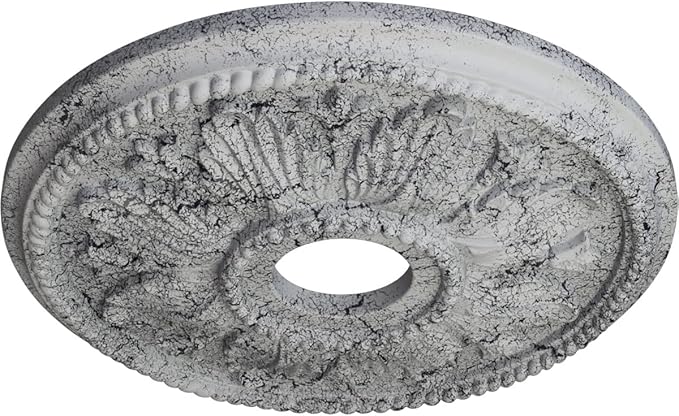 Ekena Millwork CM18ED1UWC Edinburgh Ceiling Medallion, 18 1/8 OD x 3 1/2 ID x 2 3/4 P, Ultra Pure White Crackle