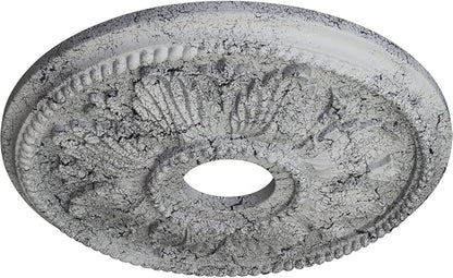 Ekena Millwork CM18ED1UWC Edinburgh Ceiling Medallion, 18 1/8 OD x 3 1/2 ID x 2 3/4 P, Ultra Pure White Crackle