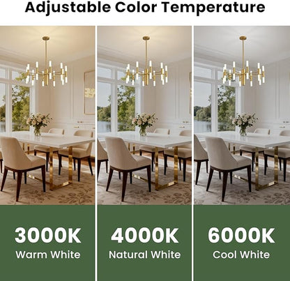 Modern Gold Chandelier 20-Light, Luxury Round Sputnik Chandeliers with Acrylic Shades, 26.7" Candle Chandelier for Dining Room, High Ceilings, Living Room, Foyer, Entryway, G9 Base