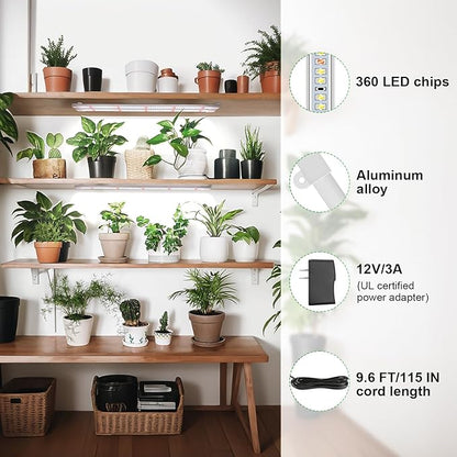 Wiaxulay Grow Light, 360 LEDs Full Spectrum Plant Light for Indoor Plants, 6 Bars/16 in Grow Light Strip with Auto Timer 6/12/16 Hrs, 3 Switch Modes, 5 Dimmable Levels for Green House Hydroponics