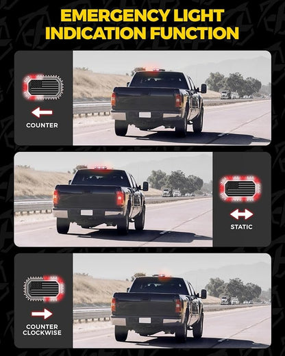 Xprite White Red Rooftop Emergency Strobe Light Bar, US Flag Beacon Safety Flashing Volunteer Firefighter Lights w/Control Panel Magnetic Base for First Responder Vehicles Fire Trucks