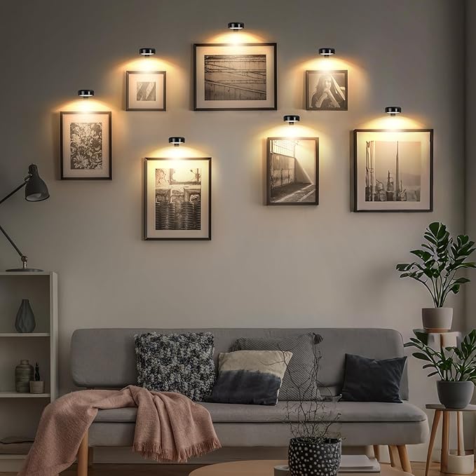 Arixinks Wireless Picture Light Rechargeable for Painting Art Dispaly with Remote Control, Wall Light Painting Lighting with 3 Lighting Colors Brightness Dimmable Timer Off for Portrait Frame