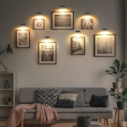 Picture Light for Wall Display Rechargeable with Remote, Wireless Painting light 3PACK, Brightness Dimmable with 3 Color Temp, Art Display Accent Lighting, Timmer Auto-OFF for Frame Gallery Portrait