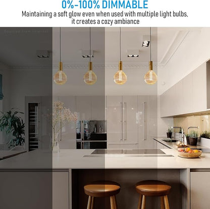 ESCENA Artist Series LED Globe Decorative Light Bulb 3.5W, G125 Round Edison Bulbs Dimmable, Virtual Filament Vintage Edison Bulb, Clear Glass, E26 Medium Base, UL Listed, 2200K Soft Warm White