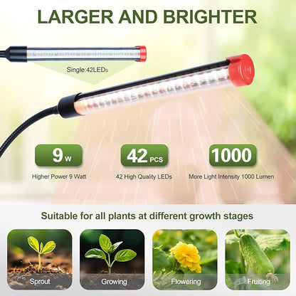 Game Changer! FECiDA 2026 2Pack 9 Watt Power Draw, NO Need Adapter, Clip Grow Lights for Small Indoor Plants, Bonsai, 4/8/12/16/20H Timer, Enough Bright Like Sun for Your Plants