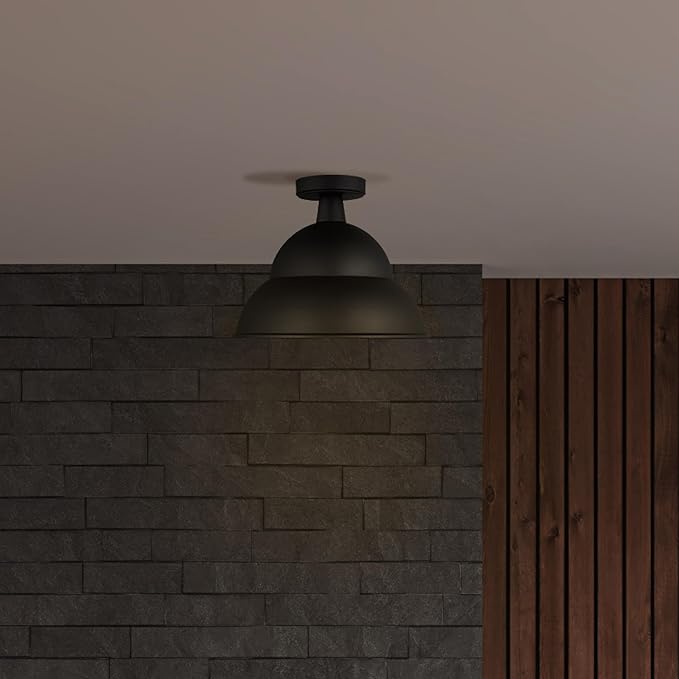 Generation Lighting 1-Light Barn Light Outdoor Ceiling Lamp Black 7836701-12, Flush Mount Ceiling Light Fixture for Home Decor, Farmhouse Outdoor Light Fixture Can Use LED Light Bulbs