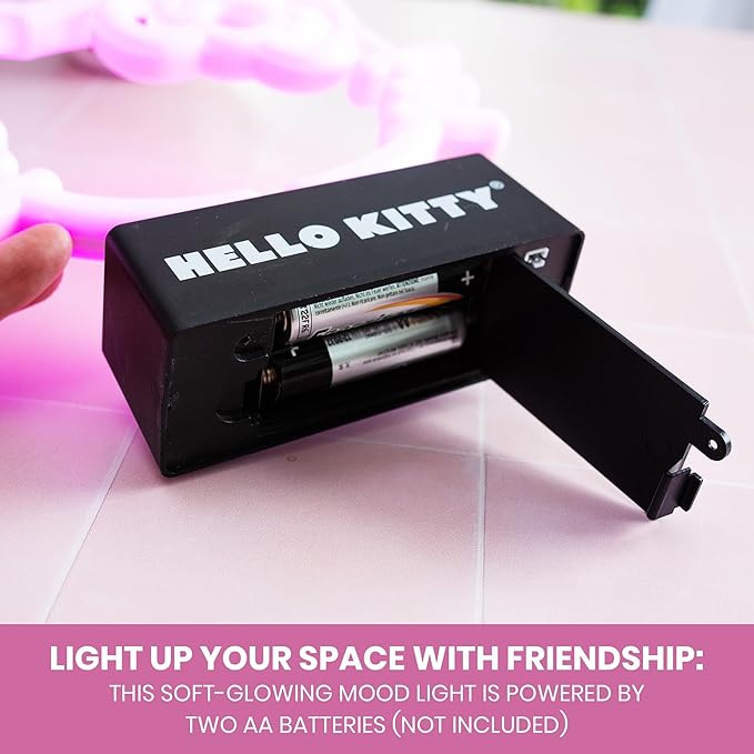 Silver Buffalo Sanrio Hello Kitty Neon LED Lamp Room Decor Mood Light, Battery Powered (Requires 2 AA Batteries - Not Included)