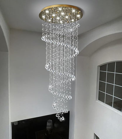 HAIXIANG LED W32 xH78 Chandelier for Living Room LED Chandeliers Dimmable Light Fixtures High Ceilings Pendant Lighting for Foyer Entryway Staircase Gold