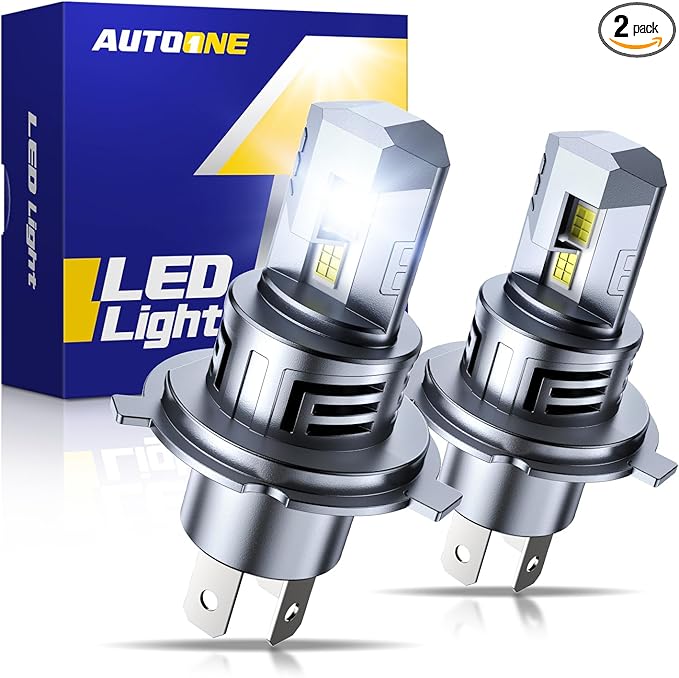 AUTOONE H4 LED Light Bulbs Upgraded 900% 50000LM Brightness 6500K White H4/9003/HB2 Hi Lo w/Cooling Fan for Halogen, 1:1 Size 99% Compatibility, Plug-N-Play, Longer Lifespan