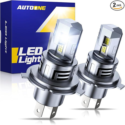 AUTOONE H4 LED Light Bulbs Upgraded 900% 50000LM Brightness 6500K White H4/9003/HB2 Hi Lo w/Cooling Fan for Halogen, 1:1 Size 99% Compatibility, Plug-N-Play, Longer Lifespan